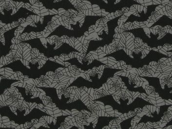 Halloween Bat Web Polycotton Print, Grey
