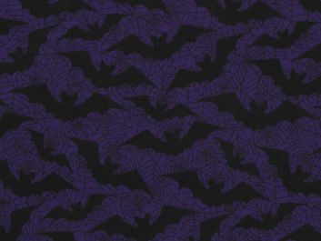 Halloween Bat Web Polycotton Print, Purple