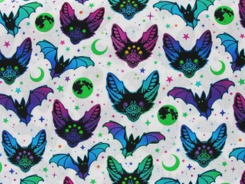 Halloween Neon Bats Cotton Print