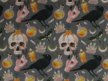 Halloween Raven Sorcery Cotton Print