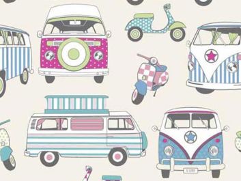 Happy Campers Cotton Print, Candy