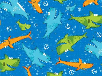 Happy Sharks Cotton Print