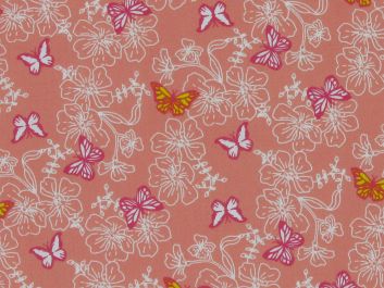 Hibiscus Polycotton Butterfly, Salmon