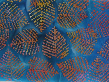 Indian Batik Cotton Leaves, Navy