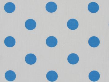 Large Blue Polka Dot on White Background Polycotton Print