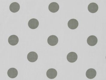 Large Grey Polka Dot on White Background Polycotton Print