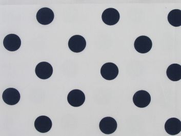 Large Navy Polka Dot on White Background Polycotton Print