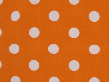 Large White Polka Dot on Orange Background Polycotton Print