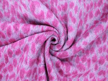 Leopard Spots Brushed Wool Blend, Pink