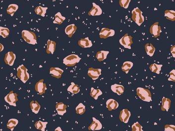 Leopard Spots Modal and Cotton Jersey Blend, Navy