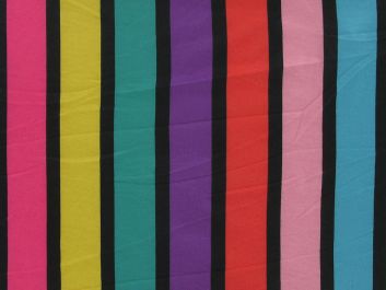 Lightweight Polyester Jersey, 3cm Rainbow Stripe