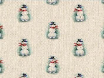 Linen Look Printed Panama, Christmas Snowman