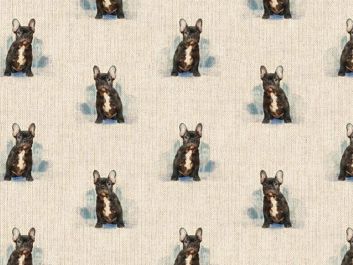 Linen Look Printed Panama, French Bulldog