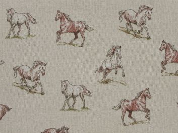 Linen Look Printed Panama, Galloping Mustang