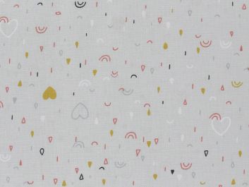 Love Rain Doodle Cotton Print, Brick