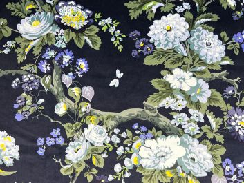 Magnolia Printed Velvet, Navy