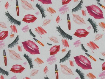 Make-up Time Cotton Print, Whiteq