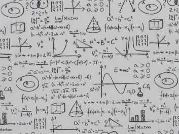 Maths Notation Cotton Print, White