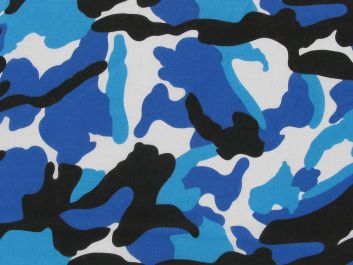 Maxi Camoflauge Polycotton Print, Atlantic