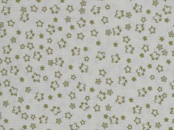 Metallic Foil Christmas Cotton, Twinkle Stars, Ivory