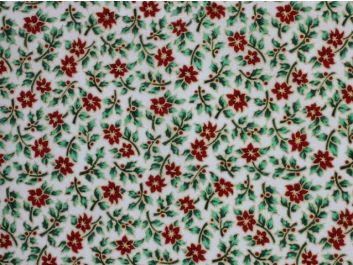Mini Christmas Poinsettia Cotton Print, Ivory