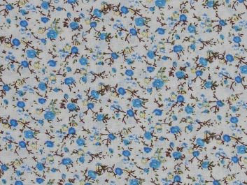 Mini Flower Branches Cotton Print, Azure