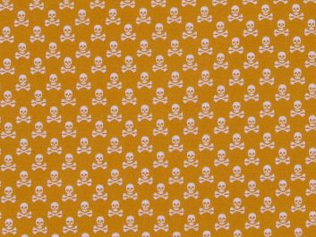Mini Skull And Crossbones Cotton Poplin Print, Mustard
