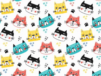 Mochis Kitty Cotton Print, Faces