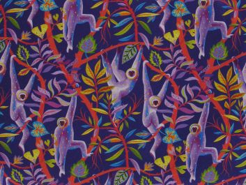 Monkey Business Cotton Print, Purple