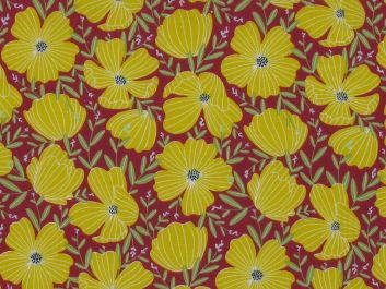 Morris Floral Polycotton Print, Wine