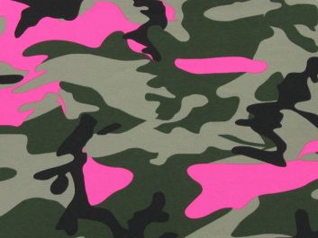 Neon Camouflage Cotton Jersey, Pink