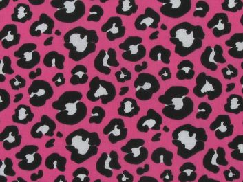 Neon Safari Polycotton Print, Leopard, Pink
