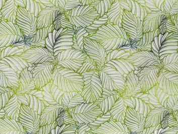 Ombre Leaves Printed Linen Blend, White
