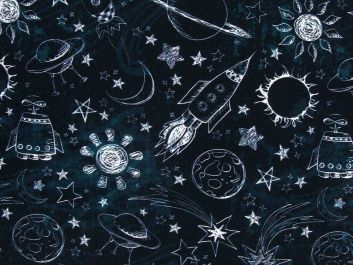 Outer Space Cotton Print, Sun Sketch