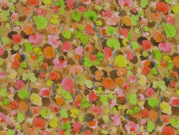 Painted Flower Fields Digital Print Viscose, Yellow