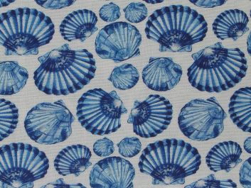 Painted Shells Printed Linen Blend, White