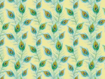 Peacock Feather Flow Cotton Print, Beige