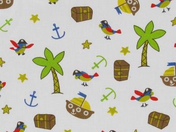 Pirate Adventure Cotton Print, Cream