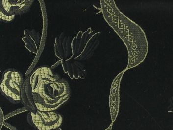 Polyester Jacquard, Shanghai Rose - Black