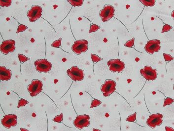 Poppy Fields Cotton Print, Ivory