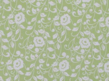 Poppy Flower Polycotton Print, Lime