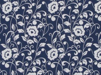 Poppy Flower Polycotton Print, Navy