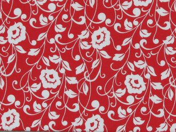 Poppy Flower Polycotton Print, Red