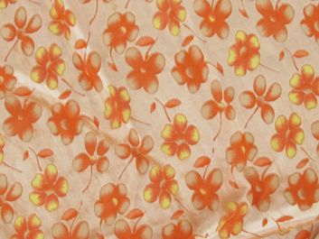 Printed Burnout Blossom Velour - Orange