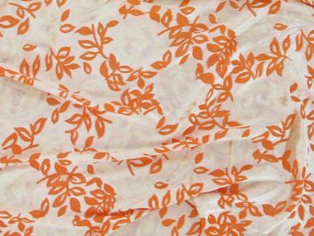 Printed Burnout Flower Velour - Orange