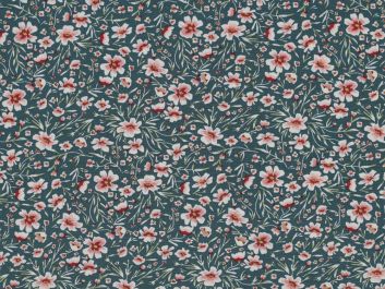 Radiant Fleur Viscose Stretch Poplin, Cyan