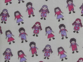 Rag Doll Polycotton Print, Grey