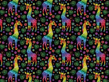 Rainbow Mosaic Cotton Print, Giraffe