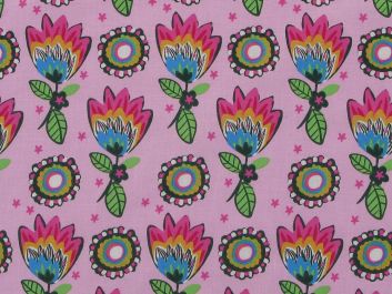 Rainbow Tulip Cotton Poplin Print, Pink