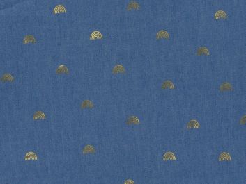 Rainbows Gold Foil Printed Chambray